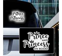 Iprokiu Autocollant réfléchissant haute intensité Prince et princesse à bord pour voiture - Imperméable - Autocollant de sécurité réfléchissant pour enfants à bord - Blanc