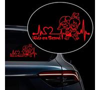 Iprokiu Lot de 2 autocollants en vinyle motif battements de cœur Kids on Board pour voiture, carrosserie, fenêtre, pare-chocs, garçon et fille, bébé à bord, panneau d'avertissement de sécurité,