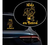 Iprokiu Lot de 2 autocollants « Kids on Board » en vinyle pour voiture « Baby on Board » (jaune réfléchissant)
