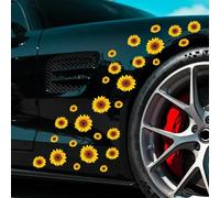 Iprokiu Lot de 27 autocollants en forme de fleur de tournesol imperméables pour carrosserie, fenêtre, pare-chocs, SUV, camion, ordinateur portable, décoration murale de voiture (tournesol)