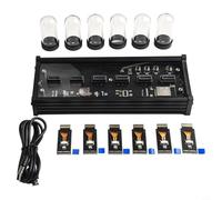 IPS Display Nixie Horloge numérique style tube avec 6 tubes à quartz personnalisables éclairage RVB rétro/punk/modes DIY USB-C alimentation et batterie de secours pour la maison ou le bureau