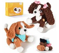 iptek Kit de crochet pour adultes débutants - Apprenez à crocheter, laine douce facile à travailler, tutoriel vidéo étape par étape, crochet, pour anniversaire ou fêtes (Cavalier et Beagle)
