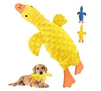 IPTPAS Jouet couineur en peluche pour chien de toutes races - Jouet multifonction en forme d'oie avec son de klaxon, papier froissé, poche à friandises, animal en peluche doux durable à mâcher