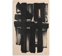 IPUDIS Affiche Peintre Noir Peinture Pierre Soulages Toile Murale Art Pierre Soulages estampes pour la décoration d’intérieur Photos 50x70cmX1 sans Cadre