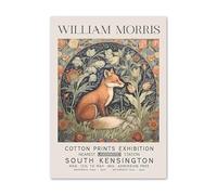 IPUDIS Vintage William Morris Poster Fuchs Floral Leinwand Malerei Tier Wandkunst William Morris Drucke für Zuhause Wandkunst Dekor Bild 50x70cm Kein Rahmen
