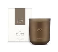 ipuro CUIR Bougie parfumée classique décorative, dans un verre, avec notes d'agrumes, vanille, cuir et bois foncé, bougies au parfum durable, marron, 270 g