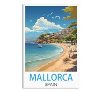 iPuzou Affiches de voyage vintage de Majorque en Espagne - 30 x 45 cm - Décoration murale - Impressions sur toile