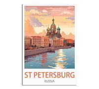 iPuzou Affiches de voyage vintage de Saint-Pétersbourg Russie sur toile pour décoration murale, affiches et peintures pour salon, 30 x 45 cm