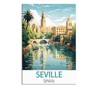 iPuzou Affiches de voyage vintage de Séville en Espagne, 20 x 30 cm - Décoration murale - Impressions sur toile