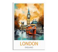 iPuzou Affiches de voyage vintage sur toile de Londres, Angleterre, 40 x 60 cm - Décoration murale pour salon
