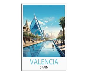 iPuzou Affiches de voyage vintage Valencia Espagne - 30 x 45 cm - Décoration murale - Impressions sur toile pour salon