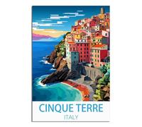 iPuzou Cinque Terre Affiche de voyage vintage Italie 50 x 75 cm Décoration murale Impression sur toile