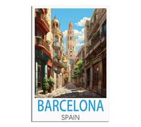 iPuzou Poster de voyage vintage Barcelone Espagne 30 x 45 cm - Décoration murale - Impressions sur toile
