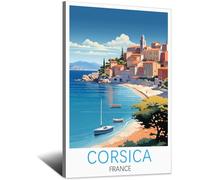 iPuzou Poster de voyage vintage Corse France - 30 x 45 cm - Décoration murale - Impressions sur toile