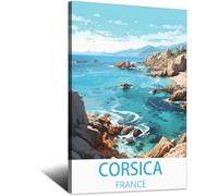 iPuzou Poster de voyage vintage Corse France - 30 x 45 cm - Décoration murale - Impressions sur toile
