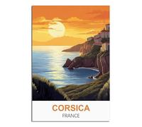 iPuzou Poster de voyage vintage Corse France - 40 x 60 cm - Décoration murale - Impressions sur toile pour salon