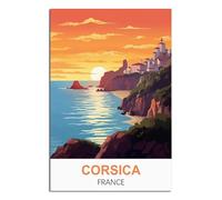 iPuzou Poster de voyage vintage Corse France sur toile - Décoration murale pour salon - 40 x 60 cm