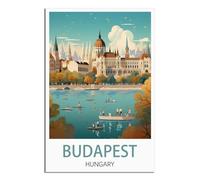 iPuzou Poster de voyage vintage de Budapest Hongrie - 20 x 30 cm - Décoration murale - Impressions sur toile pour salon
