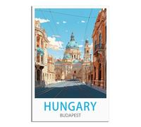 iPuzou Poster de voyage vintage Hongrie Budapest - 30 x 45 cm - Décoration murale - Impression sur toile