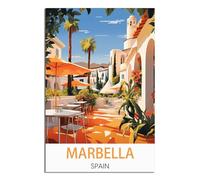 iPuzou Poster de voyage vintage Marbella Espagne - 30 x 45 cm - Décoration murale - Impressions sur toile