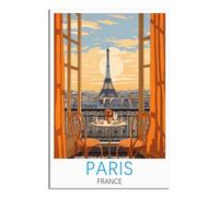 iPuzou Poster de voyage vintage Paris France 30 x 45 cm Décoration murale Art mural Affiches Peintures Photos