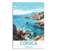 iPuzou Posters de voyage vintage Corse France 60 x 90 cm - Décoration murale - Impressions sur toile