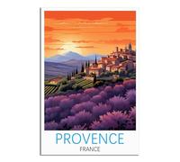iPuzou Posters de voyage vintage Provence France sur toile - Décoration murale - Impression sur toile - 50 x 75 cm