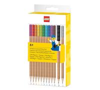 IQ LEGO Lot de 12 crayons de couleur avec embout de crayon (52064), 2 x 2 embouts en pierre, 12 couleurs vives, compatibles avec le système de papier à lettre Lego, à partir de 6 ans, 12 crayons de