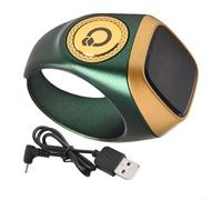 IQibla Bague intelligente avec écran, compteur numérique Tasbih et rappel de vibration pour 5 prières quotidiennes, batterie 40 mAh, matériau ABS (22 mm, vert)