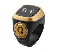 IQibla Bague intelligente pour musulmans : compteur numérique Tasbih avec affichage, rappel par vibration, 5 alertes de prière, batterie 40 mAh (18 mm noir)