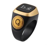 IQibla Smart Digital étanche pour bague Zikr avec affichage et alertes de vibration pour 5 rappels quotidiens de temps de prière avec synchronisation (22 mm noir)