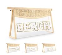 Iqimott Boho Patch Stuff Bag Clear Makeup Letter Bag Waterproof Zipper Make Up Bag Trousse de toilette, Plage - Beige