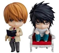 IQITOYS Lot de 2 figurines Yagami/L légères de 10 cm, motif Death Note, accessoires mobiles et interchangeables, décoration de bureau, matériau PVC, cadeau pour les fans
