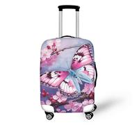 IQOPPEDR Housse de bagage papillon pour valise, ajustement universel, 55,9 à 63,5 cm, housse de protection élastique anti-poussière pour femmes et filles, Fleur de cerisier papillon, M(for 22-25 inch