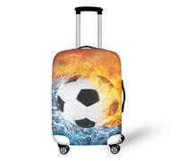 IQOPPEDR Housse de bagage pour femme avec imprimé léopard - Jolie housse de bagage personnalisée anti-rayures pratique, Fire Water Soccer, M
