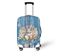 IQOPPEDR Housse de bagage pour femme avec imprimé léopard - Jolie housse de bagage personnalisée anti-rayures pratique, Lapins Oeufs Fleurs, L