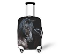 IQOPPEDR Housse de bagage pour femme avec imprimé léopard - Jolie housse de bagage personnalisée anti-rayures pratique, Cheval noir., L