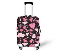 IQOPPEDR Housse de valise de 66 à 61 cm - Motif cœur rose avec flèche Cupidon - Housse de bagage personnalisée pour femmes et hommes - Lavable - Accessoires de bagage pour cadeaux de voyage, Cœur rose