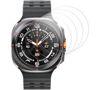 IQShield Lot de 4 films de protection d'écran pour Samsung Galaxy Watch Ultra 47 mm, en verre trempé ultra transparent, sans bulles, dureté 9H, sensible au toucher