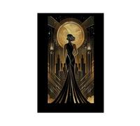 IQTFHGB Impression sur toile de style art nouveau abstrait rétro pour femme, décoration de chambre à coucher, bureau, cadeau (50 x 75 cm)