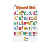 IQTFHGB Impression sur toile représentant la Bible de l'alphabet pour chambre d'enfant - Décoration de chambre à coucher, bureau, chambre, cadeau (30 x 45 cm)