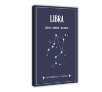 IQTFHGB Impression sur toile représentant le tableau des constellations de la Balance, bleu marine, ciel bleu marine, décoration murale pour salon, chambre à coucher (30 x 45 cm)