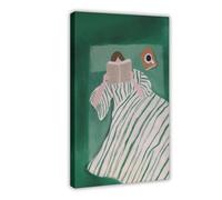 IQTFHGB Impression sur toile The Art of Striped Women Reading Books 2 - Décoration murale pour salon, chambre à coucher - 40 x 60 cm