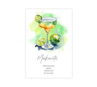 IQTFHGB Poster sur toile aquarelle Mojito Recette de cocktail sans alcool Décoration de chambre à coucher Bureau Chambre Cadeau 20 x 30 cm