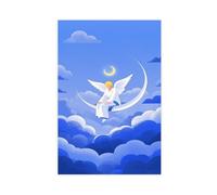 IQTFHGB Poster sur toile représentant un ange surréaliste assis sur la lune, décoration de chambre à coucher, bureau, chambre, cadeau 40 x 60 cm