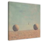IQTFHGB Poster sur toile Surreal Desert Balancing Tightrope Walk - Décoration de chambre à coucher, bureau, chambre - Cadeau 40 x 40 cm