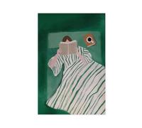 IQTFHGB Poster sur toile The Art of Striped Women Reading Books 2 - Décoration de chambre à coucher, bureau, chambre - Cadeau - 60 x 90 cm