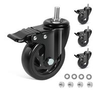 IQWTU 100MM Roulettes pour Meubles Tige Fileté M12 x 1,75 x 30 mm, Lot de 4 Roulettes Pivotantes avec Frein, Double Roulement à Bille Roulette Charge Lourde Rotation à 360°, Jusqu'à 550KG