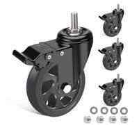 IQWTU Roulette robuste avec frein, roulettes de meubles de 125 mm avec tige de vis M12 x 30 mm, roulettes en polyuréthane avec boulons, 4 roulettes pivotantes filetées rotatives à 360° jusqu'à 700 kg