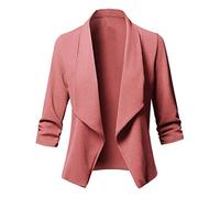 IQYU Blazer pour femme - Veste courte sportive pour femme - Noir - Manches 3/4 - Veste d'été légère et élégante - Veste de mi-saison - Veste de printemps / bomber, Rose, XXXL
